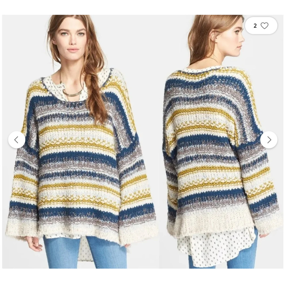 FREE PEOPLE Chunky Knit Oversized Wool Sweater M